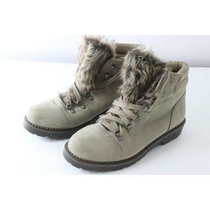 Unionbay Womens Sz 11 M Faux Fur Boots Gray Suede